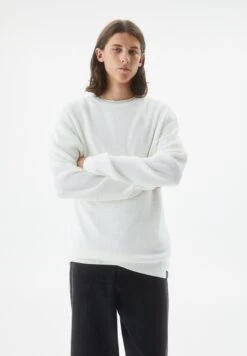 PULL & BEAR Waffle-With Embroiderd LabelMaglioneWhite Uomo Maglieria PUC22Q099-A11