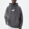 PULL & BEAR Logo - Felpa Con Cappuccio - Dark Grey