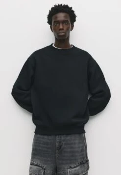 PULL & BEAR ROUND NECK - Felpa - Black