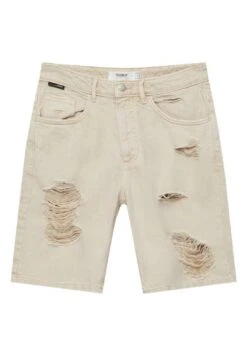 PULL & BEAR Ripped Bermuda- Shorts Di Jeans - Stone -Pull & Bear 7407fb7dc6d2438096598062f9cc9620