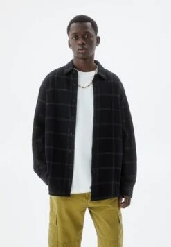 PULL & BEAR Long Sleeve Checked CamiciaBlack Uomo Camicie PUC22D0KG-Q11