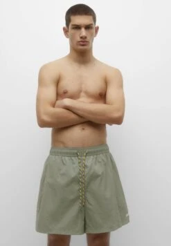 PULL & BEAR Basic With Elastic WaistbandShorts Da MareDark Green Uomo Moda Mare PUC82H02S-M12