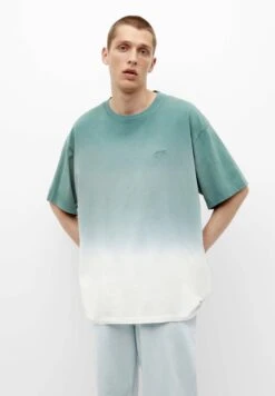 PULL & BEAR Short Sleeve Ombré T-Shirt Con StampaGold Coloured Uomo T-shirt E Polo PUC22O1NC-F11