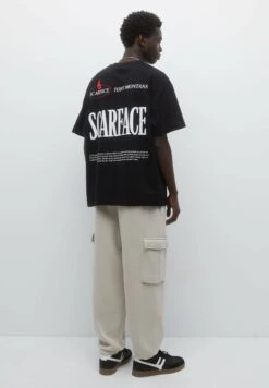 PULL & BEAR Short Sleeve Scarface T-Shirt Con StampaBlack Uomo T-shirt E Polo PUC22O1LJ-Q11