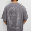 PULL & BEAR Leonardo Da Vinci Line Design T-Shirt Con StampaGrey Uomo T-shirt E Polo PUC22O1PM-C11