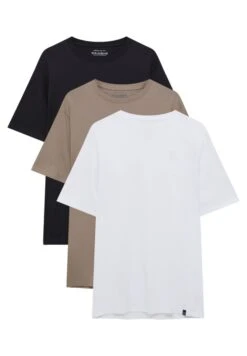 PULL & BEAR Pack Of 3 - T-Shirt Basic - Brown -Pull & Bear 7f3277343bff4933b5edc3979dc7a135