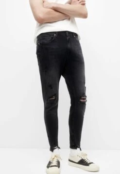 PULL & BEAR Ripped Carrot FitJeans Slim FitBlack Uomo Jeans PUC22G0PA-Q11