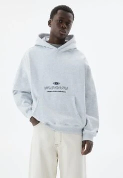 PULL & BEAR PrintedFelpa Con CappuccioGrey Uomo Maglieria E Felpe PUC22S0QP-C11