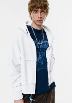 PULL & BEAR Felpa Con Zip - Light Grey -Pull & Bear 8723a2c4085e46bb8ed7ac8751ea91a3