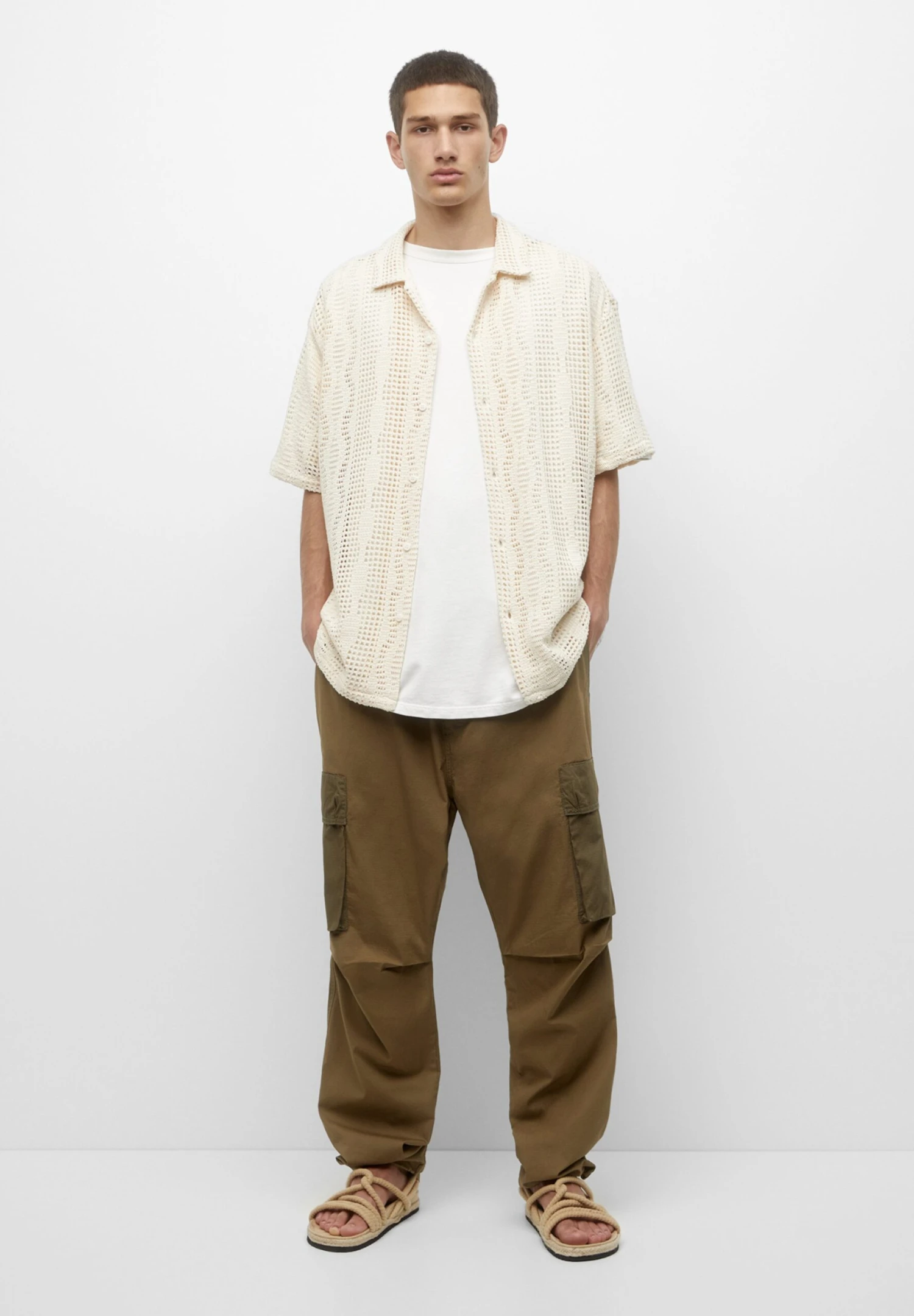 PULL & BEAR Short Sleeve Open - Camicia - Beige 2 PULL & BEAR Short Sleeve Open - Camicia - Beige - immagine 2