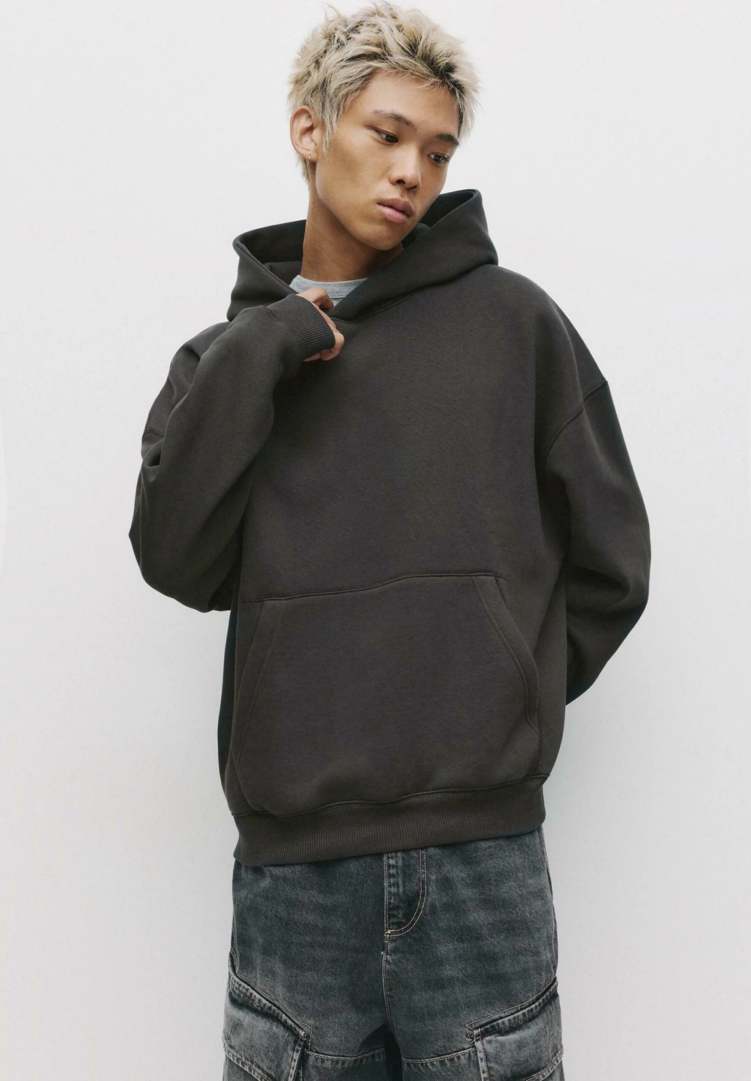 PULL & BEAR BOXY FIT - Felpa Con Cappuccio - Grey 1 PULL & BEAR BOXY FIT - Felpa Con Cappuccio - Grey