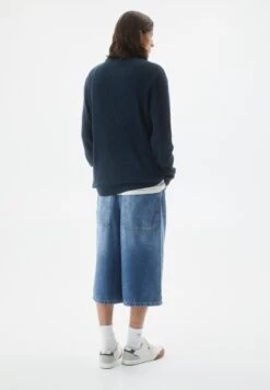 PULL & BEAR Waffle-With Embroiderd Label - Maglione - Blue -Pull & Bear 8d9a4a6d8597470e9027df227d46dcd7