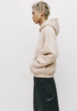 PULL & BEAR BOXY FIT - Felpa Con Cappuccio - Beige -Pull & Bear 8fe664c9b71244c4a073af37117f11dd