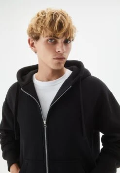 PULL & BEAR Basic Hoodie - Felpa Con Zip - Black -Pull & Bear 9077598bbfe54ae4aff8e67aaa45b958