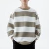 PULL & BEAR Basic Round Neck StripedFelpaLight Brown Uomo Maglieria E Felpe PUC22S0R7-O11