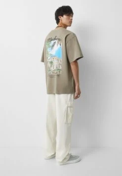 PULL & BEAR Short Sleeve CityT-Shirt Con StampaBrown Uomo T-shirt E Polo PUC22O1PO-O11