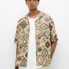 PULL & BEAR Ochre Geometric PrintCamiciaOchre Uomo Camicie PUC22D0JZ-O11