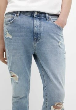 PULL & BEAR Ripped- Jeans A Sigaretta - Blue Denim -Pull & Bear 95781146d376444388b5928c84e142b5