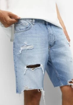 PULL & BEAR Ripped Bermuda Shorts Di JeansBlue Uomo Jeans PUC22F0D5-K11 -Pull & Bear 96a2e5a06027412da56653316b8175a6