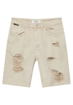 PULL & BEAR Ripped Bermuda- Shorts Di Jeans - Stone -Pull & Bear 96b56a051cbd46df9a1cd94350eb1076