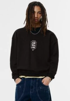 PULL & BEAR EMBROIDERED - Felpa - Black