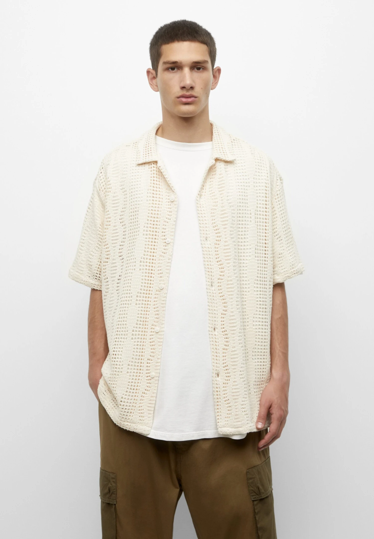 PULL & BEAR Short Sleeve Open - Camicia - Beige 1 PULL & BEAR Short Sleeve Open - Camicia - Beige