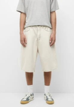 PULL & BEAR Baggy Fit Wide-Leg-Bermuda Shorts Di JeansBeige Uomo Jeans PUC22F0DH-B11