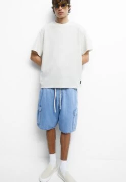 PULL & BEAR Waistband - Shorts Di Jeans - Stone Blue Denim -Pull & Bear 9d8e5fcba35b4b65bda9df0ee3bae0d4