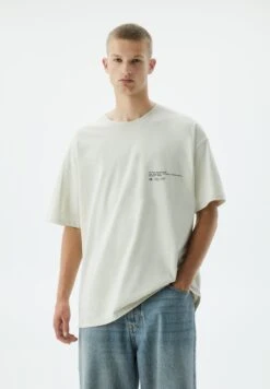 PULL & BEAR Short Sleeve Stwd - T-Shirt Con Stampa - Grey