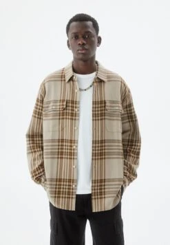 PULL & BEAR Long Sleeve Checked - Camicia - Ochre