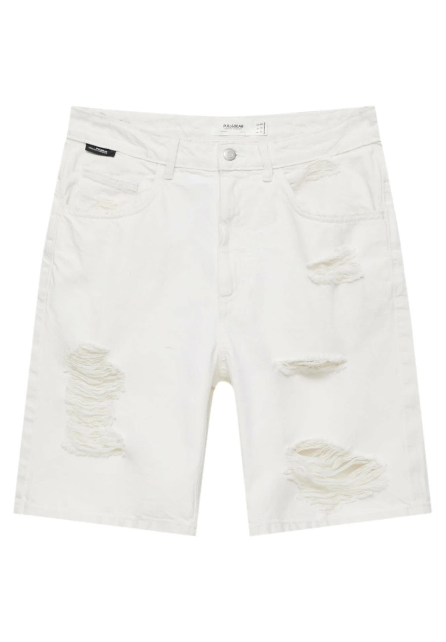 PULL & BEAR Ripped Bermuda- Shorts Di Jeans - White 6 PULL & BEAR Ripped Bermuda- Shorts Di Jeans - White - immagine 6