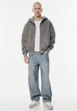 PULL & BEAR WASHED BOXY HOODIE - Felpa Con Zip - Grey -Pull & Bear a58f9dc7b5c849788624fee03d8e5f40