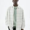 PULL & BEAR Long Sleeve Checked CamiciaWhite Uomo Camicie PUC22D0KG-A11