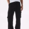 PULL & BEAR Wide-Leg With Label DetailPantaloni CargoBlack Uomo Pantaloni PUC22E0F8-Q11