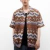 PULL & BEAR Print Short SleeveCamiciaBrown Uomo Camicie PUC22D0JO-O11