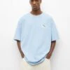 PULL & BEAR Short SleeveWith EmbroideryT-Shirt Con StampaBlue Uomo T-shirt E Polo PUC22O1OM-K11