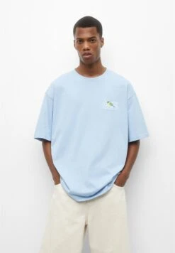 PULL & BEAR Short SleeveWith EmbroideryT-Shirt Con StampaBlue Uomo T-shirt E Polo PUC22O1OM-K11