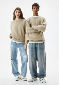 PULL & BEAR Basic Coloured Round NeckFelpaBeige Uomo Maglieria E Felpe PUC21009K-B11