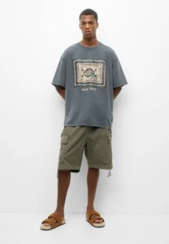 PULL & BEAR Short Sleeve T-Shirt Con StampaDark Grey Uomo T-shirt E Polo PUC22O1OI-C11