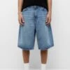 PULL & BEAR Baggy Fit Wide-Leg-Bermuda Shorts Di JeansBlue Denim Uomo Bermuda PUC22F0DH-K11