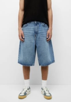 PULL & BEAR Baggy Fit Wide-Leg-Bermuda Shorts Di JeansBlue Denim Uomo Bermuda PUC22F0DH-K11