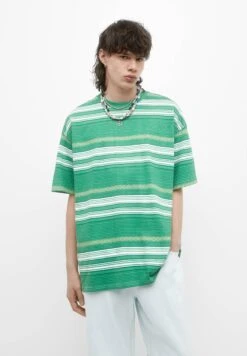 PULL & BEAR Xdye StripedT-Shirt Con StampaGreen Uomo T-shirt E Polo PUC22O1ML-M11