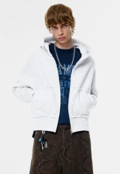 PULL & BEAR Felpa Con Zip - Light Grey