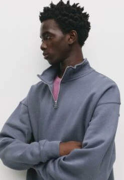 PULL & BEAR BASIC QUARTER-ZIP - Felpa - Blue Grey -Pull & Bear bdf34f9fd267495d875c764b0ca936a2