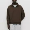 PULL & BEAR BASIC QUARTER-ZIP - Felpa - Brown
