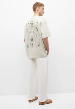 PULL & BEAR Short Sleeve With EmbroideryT-Shirt Con StampaBeige Uomo T-shirt E Polo PUC22O1LN-B11