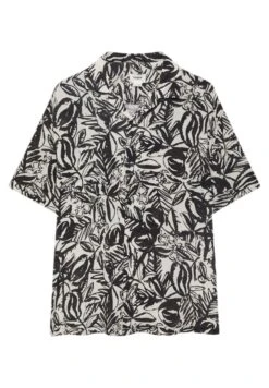 PULL & BEAR Floral Print Short Sleeve - Camicia - Black -Pull & Bear c1a0917ee3cd4f0497ad65e847889bdb