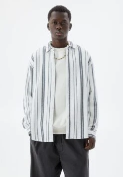 PULL & BEAR Striped Long Sleeve - Camicia - White