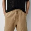PULL & BEAR With Drawstring-Bermuda- Shorts - Ochre