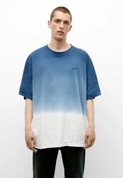 PULL & BEAR Short Sleeve Ombré- T-Shirt Con Stampa - Blue